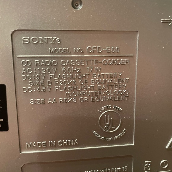 Sony CFD-E55L CD Radio Cassette-Corder used, works great grey/blue - Picture 4 of 6